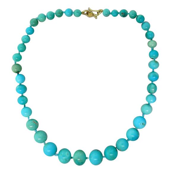 Angela Carrubba Pintaldi 18K Gold Turquoise Bead Necklace